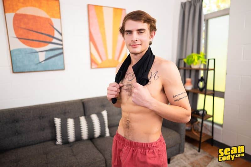 Sexy young hairy chested ex high school footballer Willy strips naked jerking huge thick dick 002 gay porn pics - Sexy young hairy chested ex high school footballer Willy strips naked jerking his huge thick dick