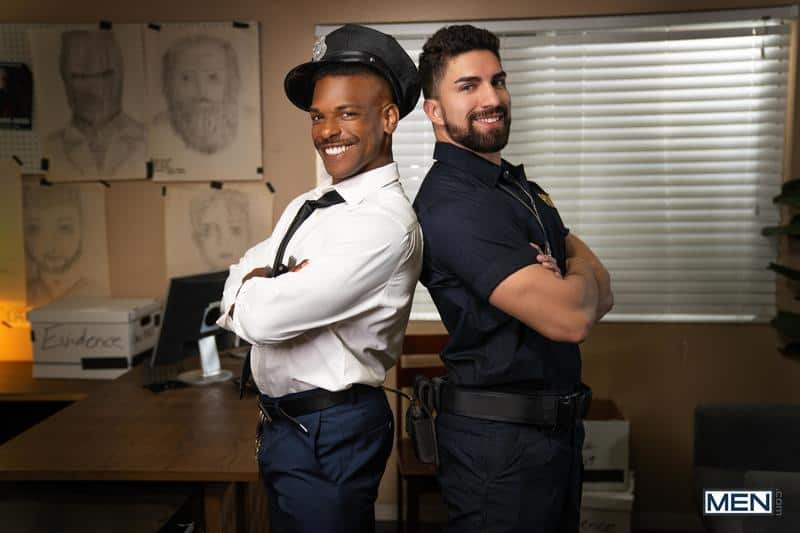 Sexy black cop Adrian Hart huge thick dick raw fucking muscled hunk Nick LA bubble butt 0 gay porn pics - Sexy black cop Adrian Hart’s huge thick dick raw fucking muscled hunk Nick LA’s bubble butt