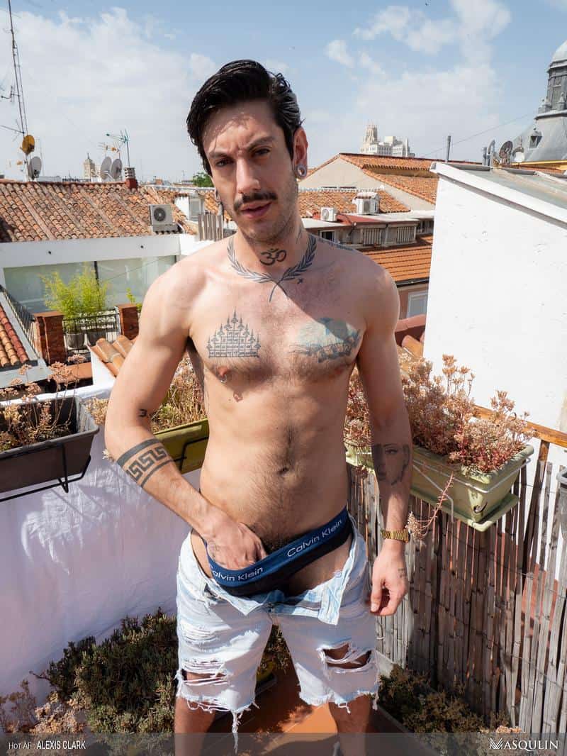 Sexy young hairy dude Alexis Clark hot asshole raw fucked a huge uncut cock up on the roof 2 gay porn pics - Sexy young hairy dude Alexis Clark hot asshole raw fucked by a huge uncut cock up on the roof